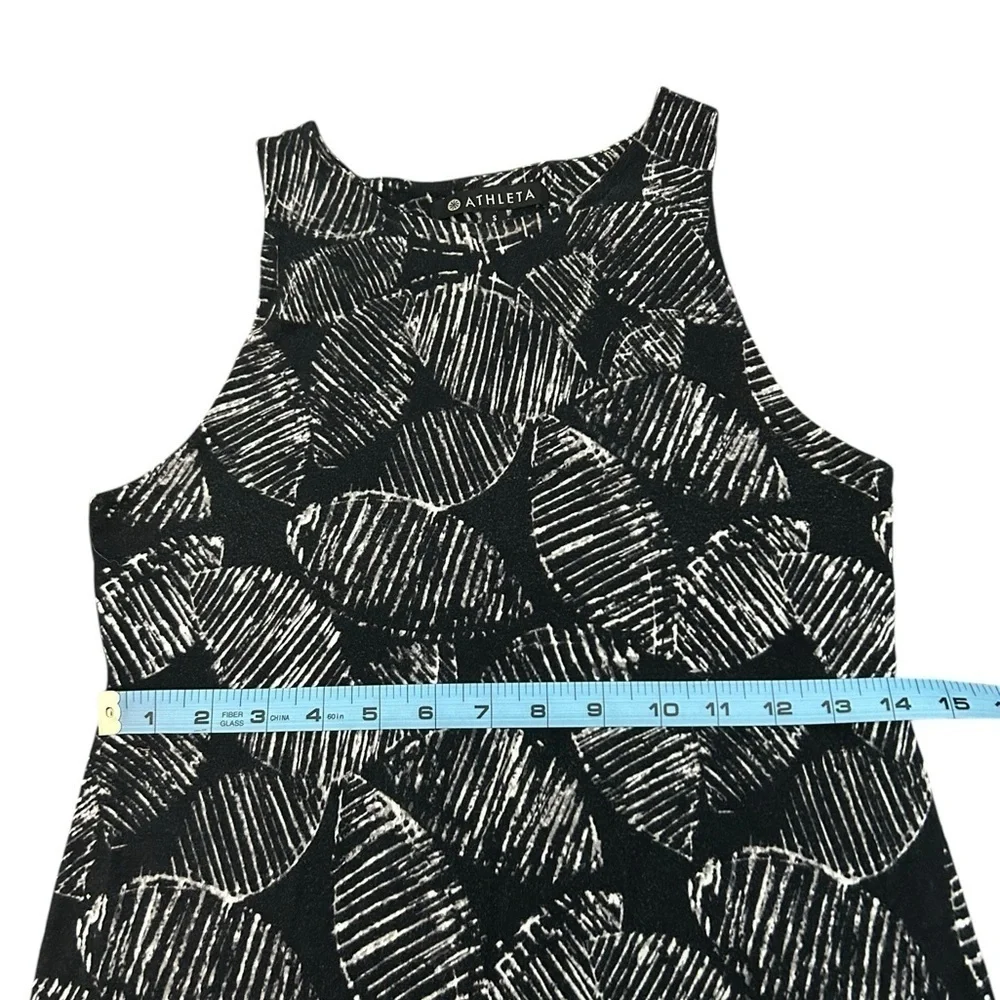 Athleta Black Palm Leaf Santorini Printed High Neck Dress Modal Blend Womens Sml